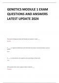 GENETICS MODULE 1 EXAM QUESTIONS AND ANSWERS  LATEST UPDATE 2024