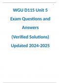 WGU D115 Unit 5 Exam Questions and Answers  &lpar;Verified Solutions&rpar; Updated 2024-2025