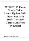 WGU D115 Exam Study Guide  Latest Update 2024 Questions with 100&percnt; Verified Correct Answers by Expert