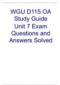 WGU D115 OA  Study Guide  Unit 7 Exam  Questions and  Answers Solved