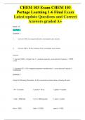 CHEM 103 Exam CHEM 103 Portage Learning 1-6 Final Exam Latest update Questions and Correct Answers graded A+