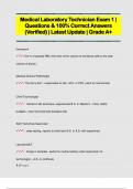 Medical Laboratory Technician Exam 1 &vert;  Questions & 100&percnt; Correct Answers  &lpar;Verified&rpar; &vert; Latest Update &vert; Grade A&plus; 