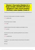 Module 4&colon; Descriptive Statistics for a  Single Variable- VOCABULARY Exam &vert;  Questions & 100&percnt; Correct Answers  &lpar;Verified&rpar; &vert; Latest Update &vert; Grade A&plus;