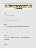NDHCB Review Exam &vert; Questions & 100&percnt;  Correct Answers &lpar;Verified&rpar; &vert; Latest Update  &vert; Grade A&plus; 