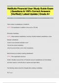 NetSuite Financial User Study Guide Exam  | Questions & 100% Correct Answers  (Verified) | Latest Update | Grade A+