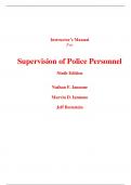 Instructor Manual With Test Bank for Supervision of Police Personnel 9th Edition By Nathan Iannone, Marvin Iannone, Jeff Bernstein (All Chapters, 100% Original Verified, A  Grade)