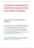 ADVANCED PHARMACOLOGY  MIDTERM EXAM QUESTIONS  AND CORRECT ANSWERS