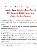 Texas Property And Casualty Insurance Practice Exam Questions Exam Newest 2024 Complete 260 Questions and answers 2024