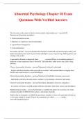 Abnormal Psychology Chapter 10 Exam Questions With Verified Answers