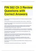 FIN 582 Ch 3 Review Questions with Correct Answers
