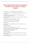 Package Deal For Basic Clinical Pharmacology Exam Questions With Verified And Updated Solutions