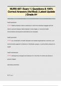 NURS 487- Exam 1 &vert; Questions & 100&percnt;  Correct Answers &lpar;Verified&rpar; &vert; Latest Update  &vert; Grade A&plus;