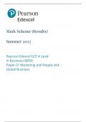 Pearson Edexcel GCE A Level Business paper 1(9BS0/01:Marketing and People and Global Business)Mark scheme for June 2023
