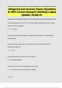 refrigerant and recovery Exam &vert; Questions  & 100&percnt; Correct Answers &lpar;Verified&rpar; &vert; Latest  Update &vert; Grade A&plus; 