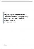 Physics Equations Sheet GCSE Combined Science: Trilogy (8464) and GCSE Combined Science: Synergy (8465)  