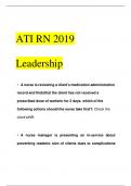ATI RN LEADERSHIP 2019 Qs & Ans