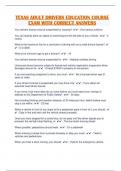 TEXAS ADULT DRIVERS EDUCATION COURSE EXAM WITH CORRECT ANSWERS 