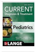 TEST BANK FOR CURRENT Diagnosis and Treatment Pediatrics 26th Edition'9781264269990 ; By Maya Bunik, William W. Hay, All Chapters 1-46 |Complete Guide A+.
