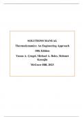 SOLUTIONS MANUAL Thermodynamics: An Engineering Approach 10th Edition Yunus A. Çengel, Michael A. Boles, Mehmet  Kanoğlu McGraw-Hill, 2023 A+