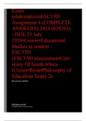 2.	Educational Studies in context - ESC3701 (ESC3701) Exam (elaborations) ESC3701 Assignment 4 (COMPLETE ANSWERS) 2024 (628263) - DUE 23 July 2024 •	Course •	Educational Studies in context - ESC3701 (ESC3701) •	Institution •	University Of South Africa (Un