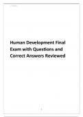 Human Development Final Exam with Questions and Correct Answers Reviewed
