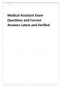 Medical Assistant Exam Questions and Correct Answers Latest and Verified
