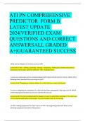 ATI PN COMPREHENSIVE PREDICTOR FORM B LATEST UPDATE 2024|VERIFIED EXAM QUESTIONS AND CORRECT ANSWERSALL GRADED A+|GUARANTEED SUCCESS