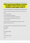 SAS Programming Certification Test Exam  &vert; Questions & 100&percnt; Correct Answers  &lpar;Verified&rpar; &vert; Latest Update &vert; Grade A&plus;