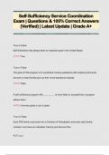 Self-Sufficiency Service Coordination Exam &vert; Questions & 100&percnt; Correct Answers  &lpar;Verified&rpar; &vert; Latest Update &vert; Grade A&plus;