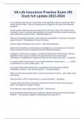 VA Life Insurance Practice Exam &lpar;90 Xcel&rpar; full update 2023-2024
