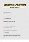 Universal health care Exam &vert; Questions &  100&percnt; Correct Answers &lpar;Verified&rpar; &vert; Latest  Update &vert; Grade A&plus; 