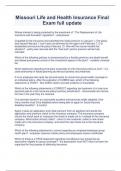 Missouri Life and Health Insurance Final Exam full update