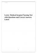 Lewis: Medical-Surgical Nursing Test with Questions and Correct Answers Latest