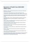 Dynamics of Health Care 2024-2025 FINAL Exam with correct Answers