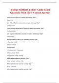 Biology Midterm 2 Study Guide Exam Questions With 100% Correct Answers