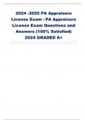 2024 -2025 PA Appraisers License Exam / PA Appraisers License Exam Questions and Answers (100% Satisfied) 2024 GRADED A