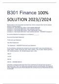 B301 Finance 100%  SOLUTION 