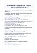 Texas Pesticide Applicator General Questions and answers&period;