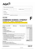 2023 AQA GCSE COMBINED SCIENCE&colon; SYNERGY 8465&sol;3F Foundation Tier Paper 3 Physical Sciences Question Paper & Mark scheme &lpar;Merged&rpar; June 2023 &lbrack;VERIFIED&rsqb;