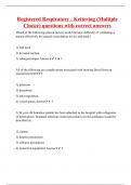 Registered Respiratory - Kettering (Multiple Choice) questions with correct answers|100% verified|52 pages