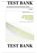 Test Bank For Recruitment and Selection in Canada 8th Edition By Victor Catano, Willi Wiesner, Rick Hackett (All Chapters, 100% Original Verified, A+ Grade)