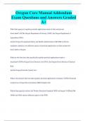 Oregon Core Manual Addendum Exam Questions and Answers Graded  A&plus;