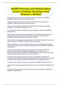 NASM Physique and Bodybuilding Coach Complete Questions And Answers &vert; Verified