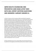 ABFM HEALTH COUNSELING AND  PREVENTIVE CARE EXAM LATEST 2024  WITH 250&plus; EXPERT CERTIFIED QUESTIONS  AND ANSWERS I ALREADY GRADED A&plus;
