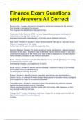 Finance Exam Questions and Answers All Correct