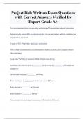 Project Ride Written Exam Questions  with Correct Answers Verified by  Expert Grade A&plus;