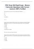 PSU Econ 104 Final Exam – Brown University Questions with Correct  Answers 100% Verified