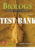 TEST BANK for Biology: Concepts and Investigations 5th Edition by Mariëlle Hoefnagels (Complete 40 Chapters)
