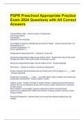PSPR Preschool Appropriate Practice Exam 2024 Questions with All Correct Answers 