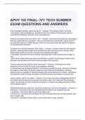 APHY 102 FINAL- IVY TECH SUMMER EXAM QUESTIONS AND ANSWERS